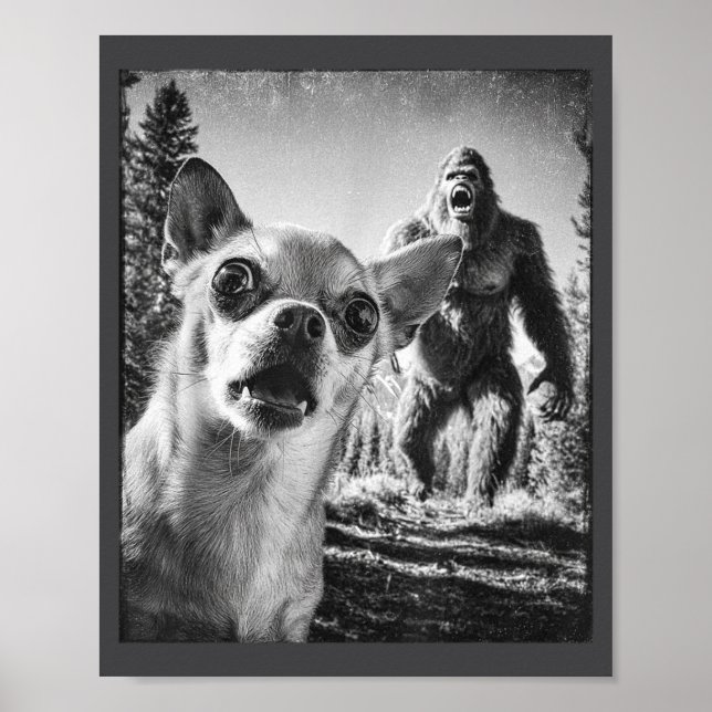 Affiche Cute Selfie Cryptid Chihuahua Humor Sasquatch Bigf (Devant)