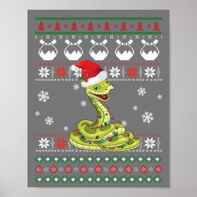 Affiche Cute serpent laide doux Noël Light Pyjama (Devant)