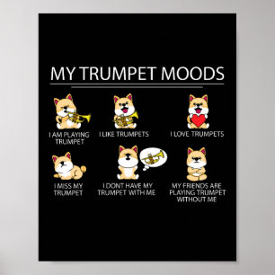 Affiche Cute Shiba Inu Trumpet Player Cadeau Enfants Jazz