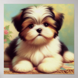 Affiche Cute Shih-Tzu Peinture de chiot