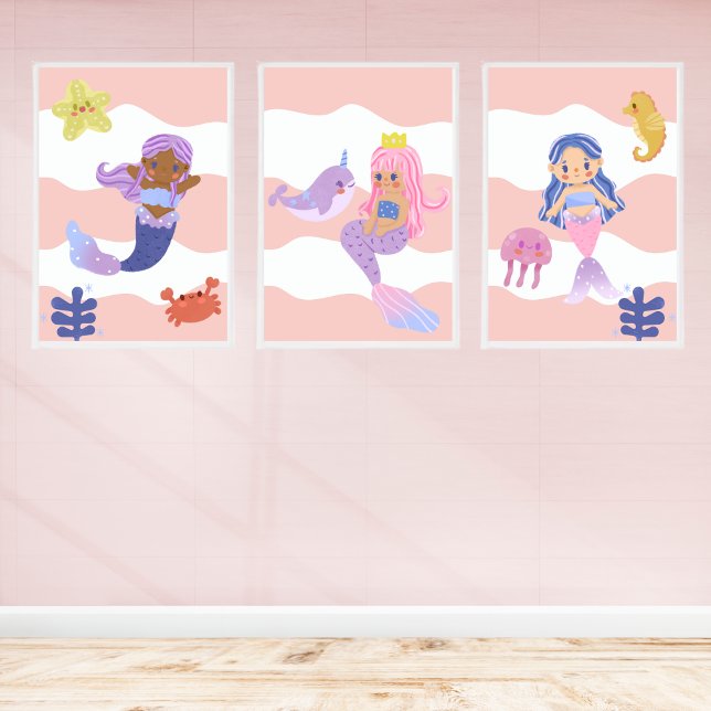 Affiche Cute Sirène Pink Nursery Kids (Créateur téléchargé)