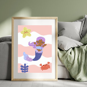 Affiche Cute Sirène Pink Nursery Kids