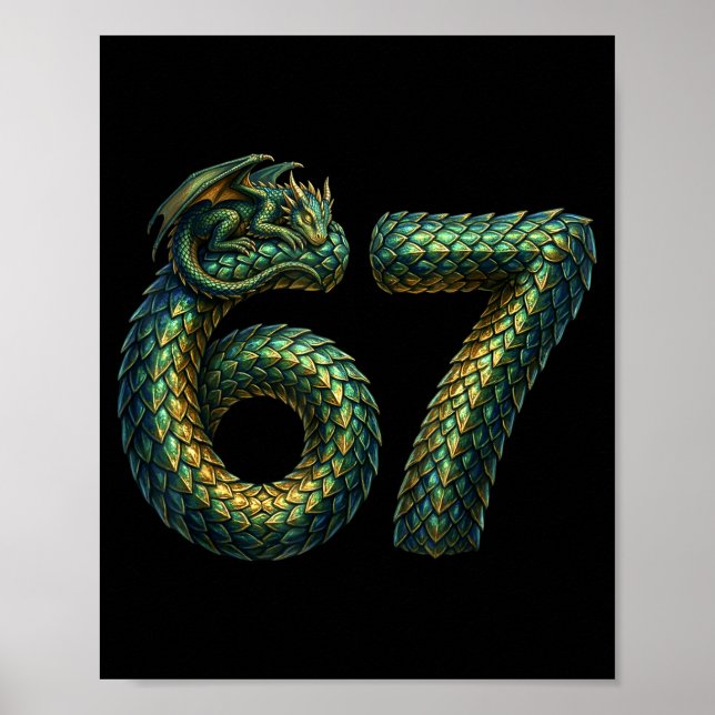 Affiche Cute Sleeng Dragon 67 Cool Six-seven Funny Six Sev (Devant)