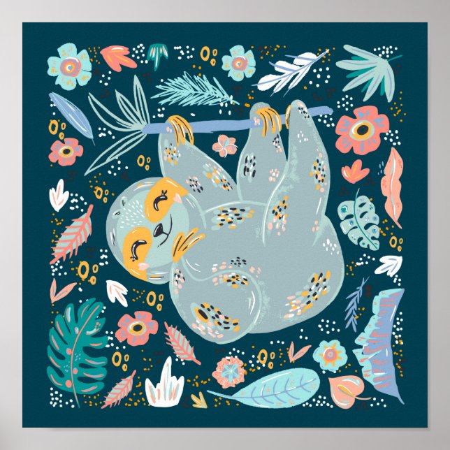 Affiche Cute Sloth Nursery (Devant)