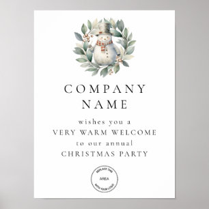 Affiche Cute Snowman Welcome Company Logo de la fête de No