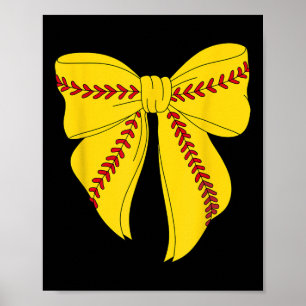 Affiche Cute Softball Coquette Bow Pour Femmes Filles Soft