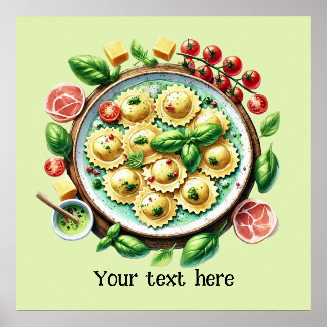 Affiche Cute spaghetti maison de pâtes alimentaires italie (Devant)