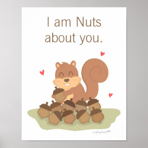 Affiche Cute Squirrel Nuts À propos de vous Pun Amour Humo