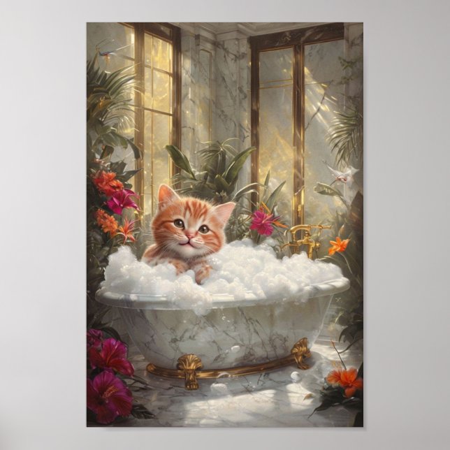 Affiche Cute Tabby Cat Se Détendre Dans Une Luxueuse Salle (Devant)