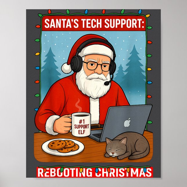 Affiche Cute Tech Support s Rebooting Santa (Devant)