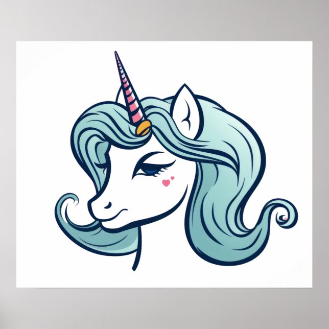 Affiche Cute tête de licorne (Devant)