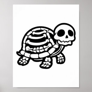 Affiche Cute Tortue Halloween Squelette Tortue Fossiles Ar