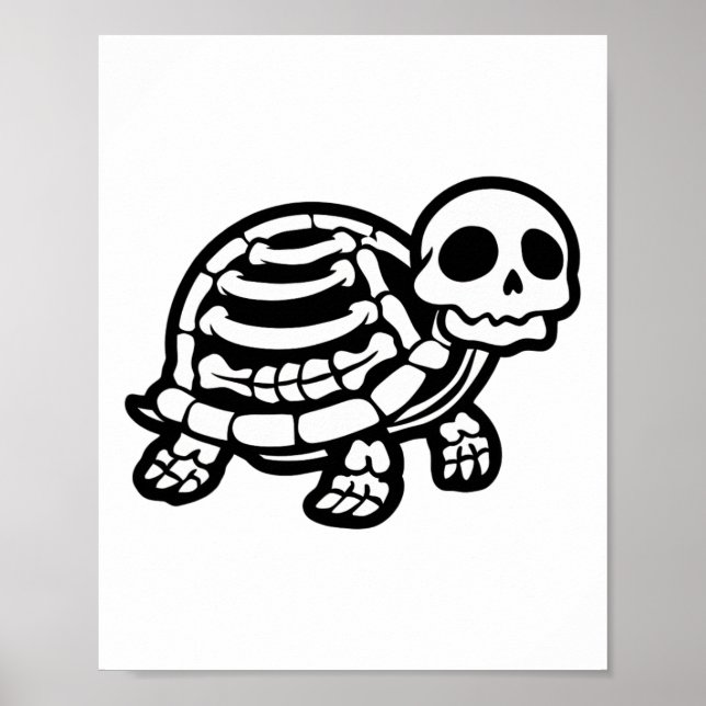 Affiche Cute Tortue Halloween Squelette Tortue Fossiles Ar (Devant)