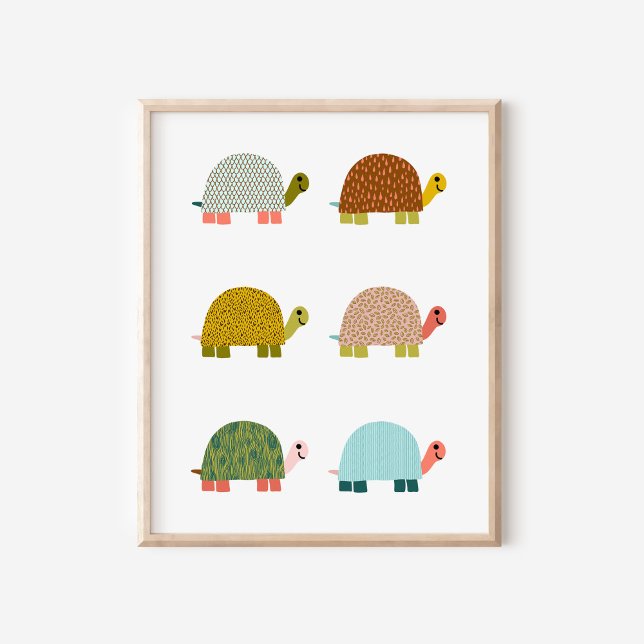 Affiche Cute Tortues Levées À La Main Nourriture Art (Créateur téléchargé)