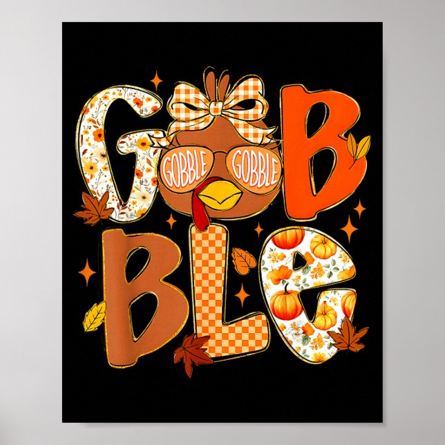 Affiche Cute Turkey Camo Happy Thanksgiving Fall Kids Boy  (Devant)