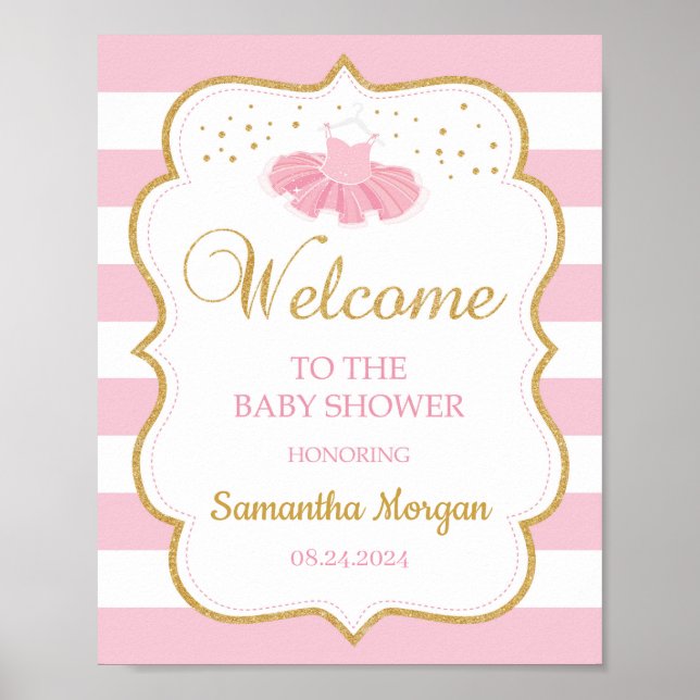 Affiche Cute Tutu dress baby shower welcome sign (Devant)