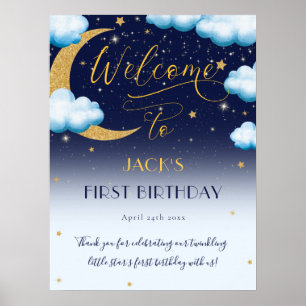 Affiche Cute Twinkle Little Star Blue Boy 1er anniversaire