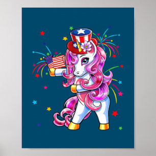 Affiche Cute Unicorn 4 juillet Filles Enfants Femmes