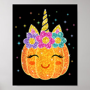 Affiche Cute Unicorn Citrouille Halloween Thanksgiving