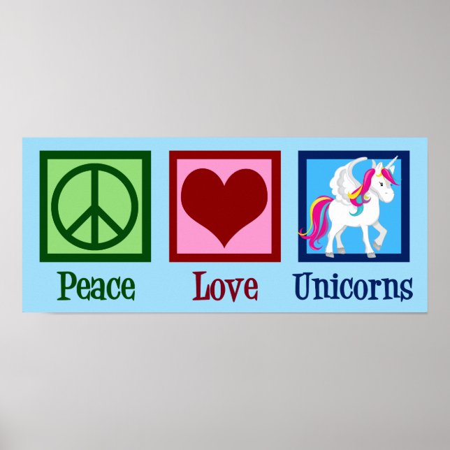 Affiche Cute Unicorn Peace Love Unicorns (Devant)