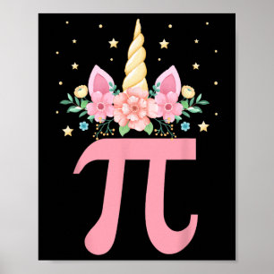 Affiche Cute Unicorn Pi Day Floral Enfants Garçons Filles