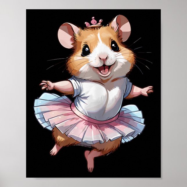 Affiche Cute Unique Et Moderne Hamster Ballet Et Ballerin (Devant)
