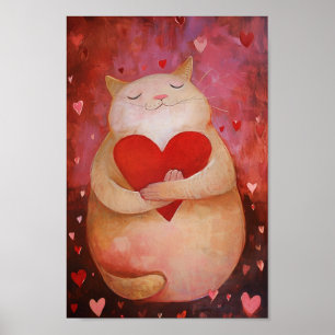 Affiche Cute Valentine Chat
