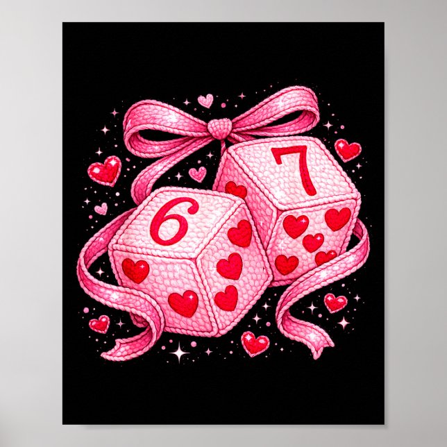 Affiche Cute Valentine Dice 6 7 Plush Hearts Nk Aesthetic  (Devant)