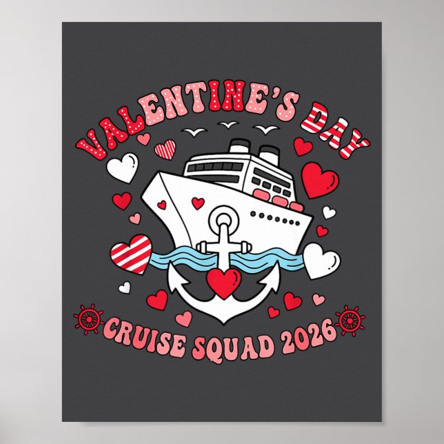 Affiche Cute Valentines Day Cruise 2026 Matching Cruise Fo (Devant)