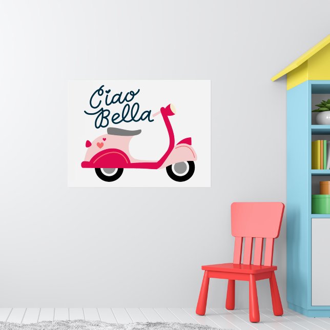 Affiche Cute Vespa Scooter Ciao Bella (Pépinière 1)