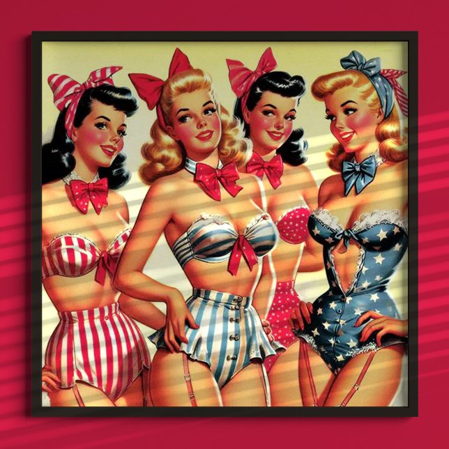 Affiche Cute Vintage Bikini Pin-ups (Créateur téléchargé)