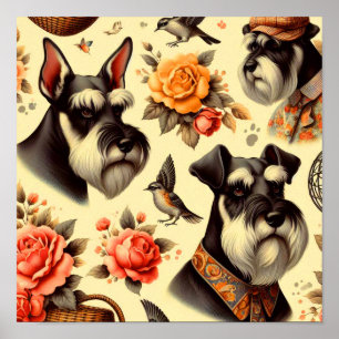 Affiche Cute Vintage Schnauzer
