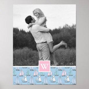 Affiche Cute voilier   Photo avec Monogramme   Monogramme