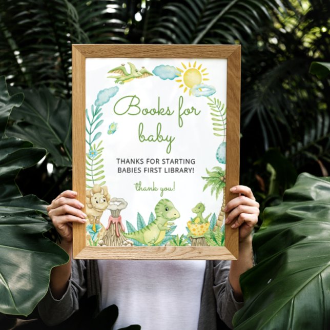 Affiche Cute Watercolor Dinosaur Livres pour bébé (Créateur téléchargé)