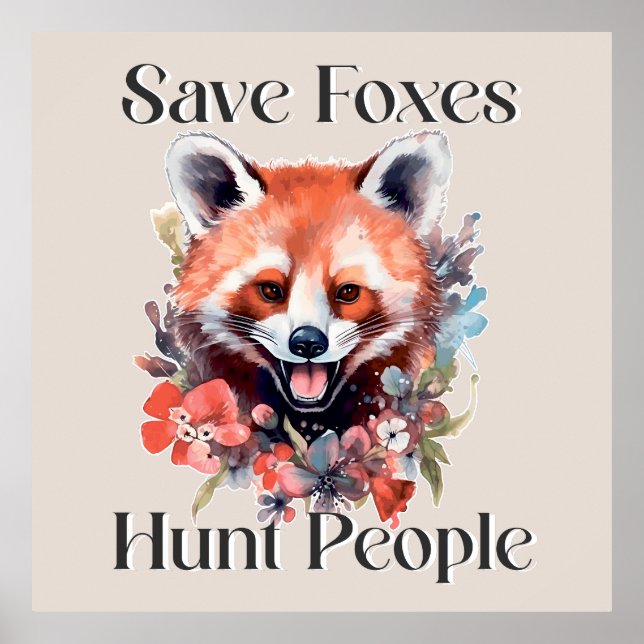 Affiche Cute Watercolor Fox : Save Foxes (Devant)