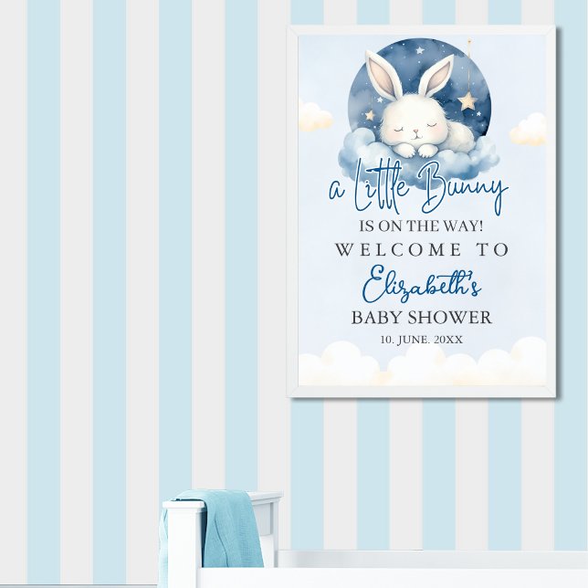Affiche Cute Watercolor Rabbit Baby Shower Boy (Créateur téléchargé)
