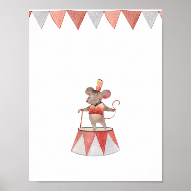 Affiche Cute Watercolour Circus Mouse Nursery (Devant)