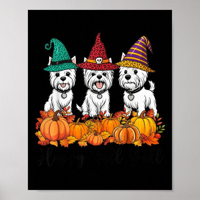 Affiche Cute West Highland White Terrier Joyeux automne Ya (Devant)