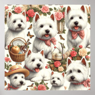 Affiche Cute West Highland White Terrier sans fil
