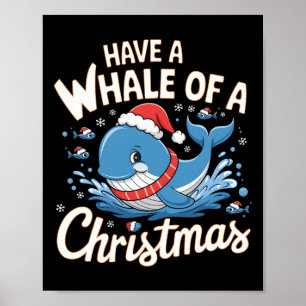 Affiche Cute Whale Père Noël Christmas Ocean Amoureux des