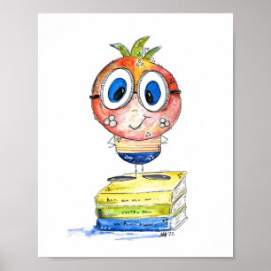 Affiche Cute whimsical Book Nerd