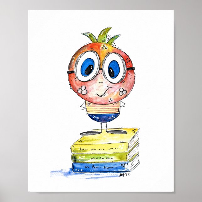 Affiche Cute whimsical Book Nerd (Devant)