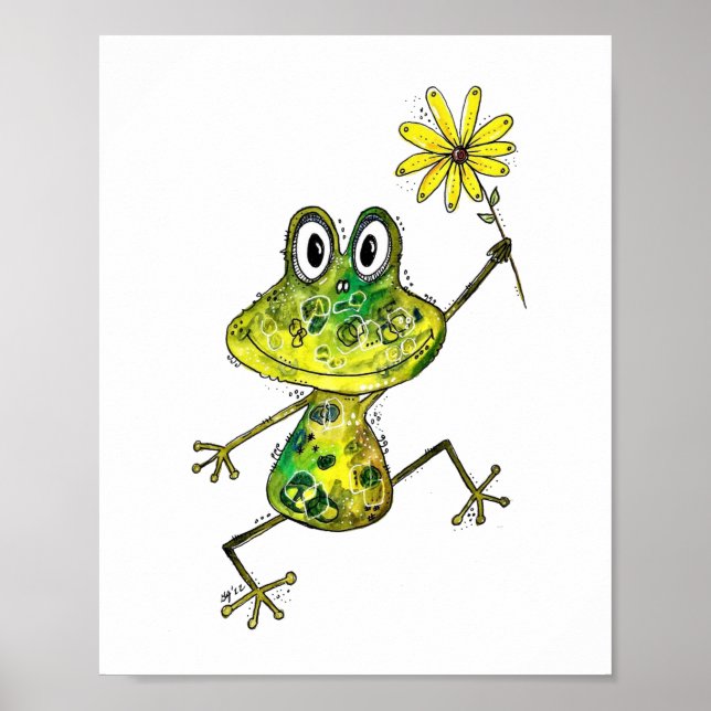 Affiche Cute Whimsical Happy Frog (Devant)