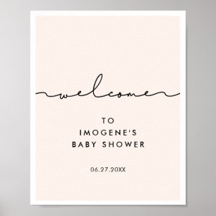 Affiche Cute whimsical script Baby shower Welcome