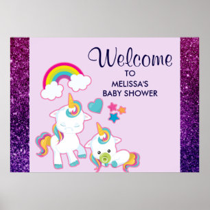 Affiche Cute White Unicorns Magical Mama & Baby