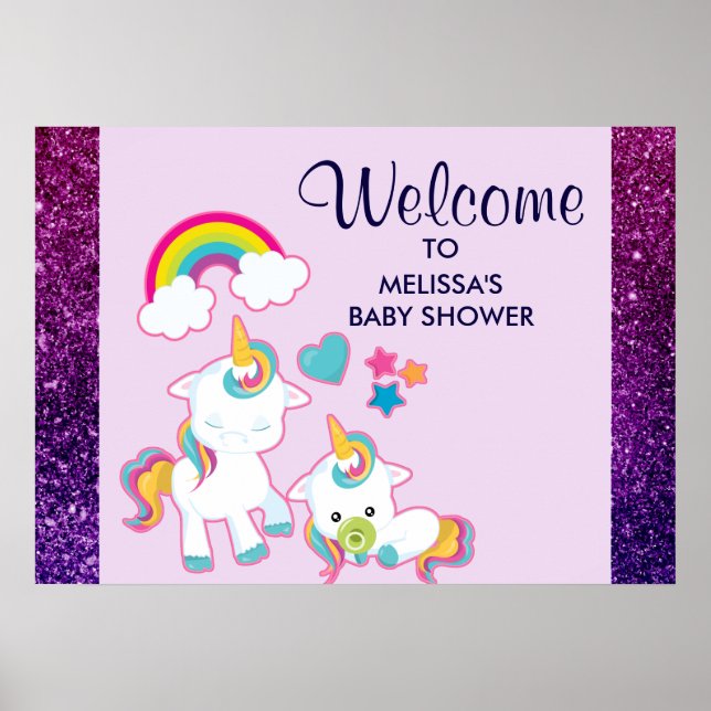 Affiche Cute White Unicorns Magical Mama & Baby (Devant)