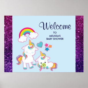 Affiche Cute White Unicorns Magical Mama & Baby