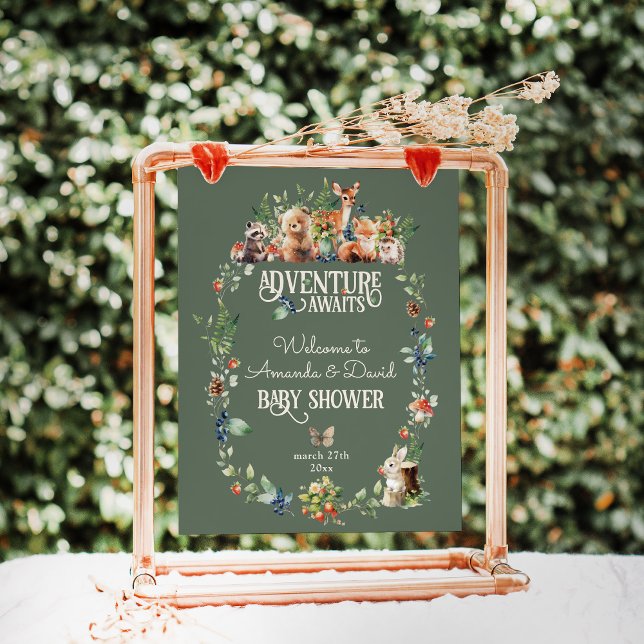 Affiche Cute Woodland Animal Adventure Baby shower neutre (Créateur téléchargé)