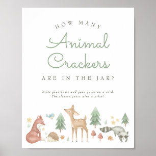 Affiche Cute Woodland Animaux Baby shower Devinant Jeu