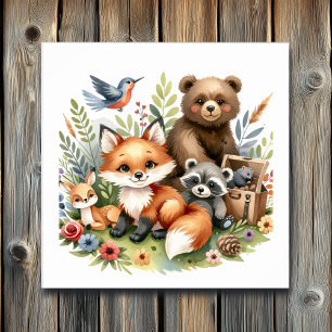 Affiche Cute Woodland Animaux Nursery Art
